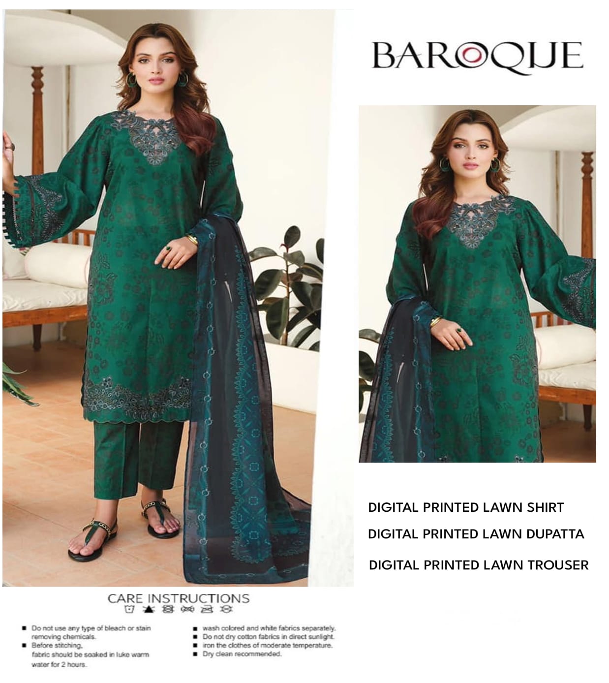 Baroque Unstitched Lawn 3 Piece in Wholesale Price π₯