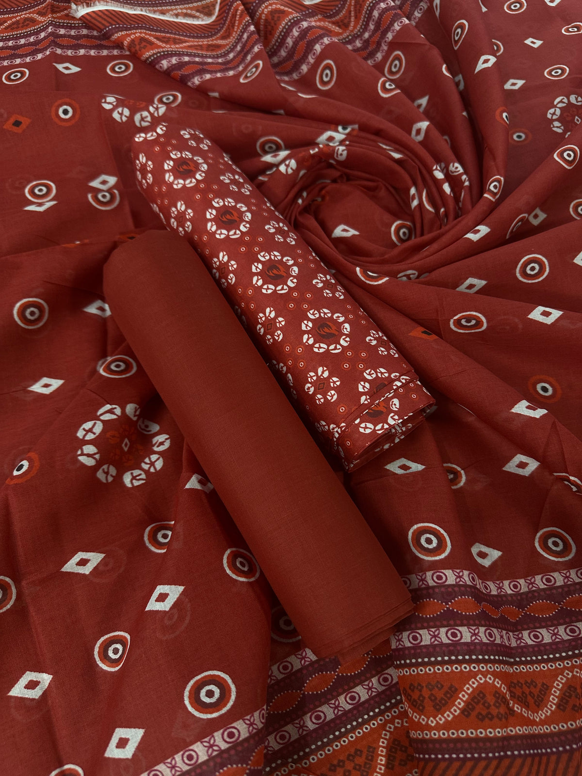 Bin Saeed Terracotta Printed Cotton 3Pcs