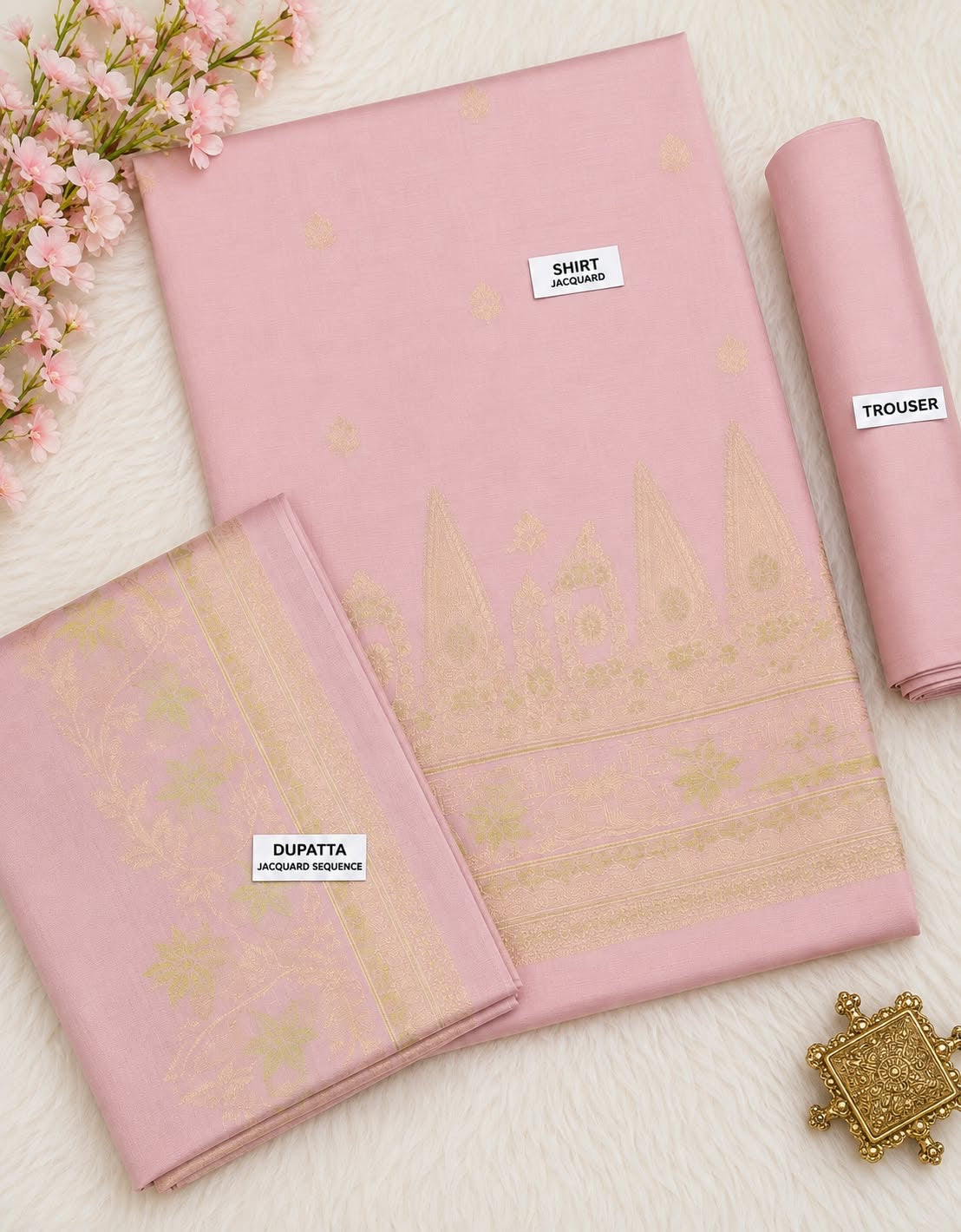 Zaman Baby Pink Jacquard 3Pcs
