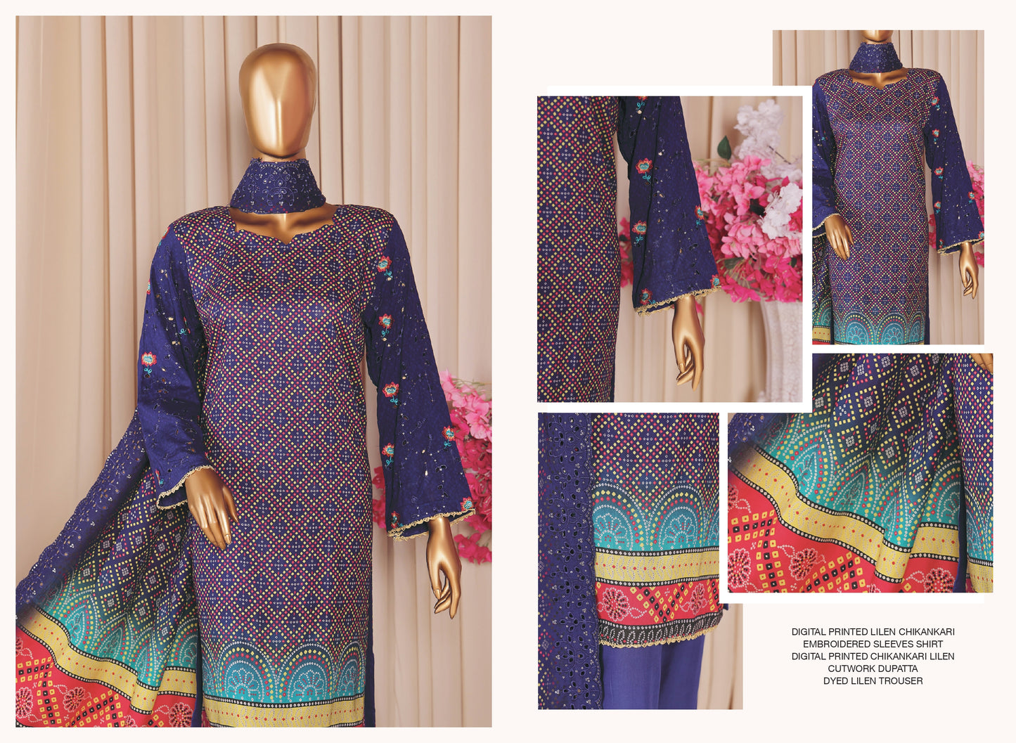 MTF AASHI Lilen Chikankari Embroidered 3 Piece Collection 2025