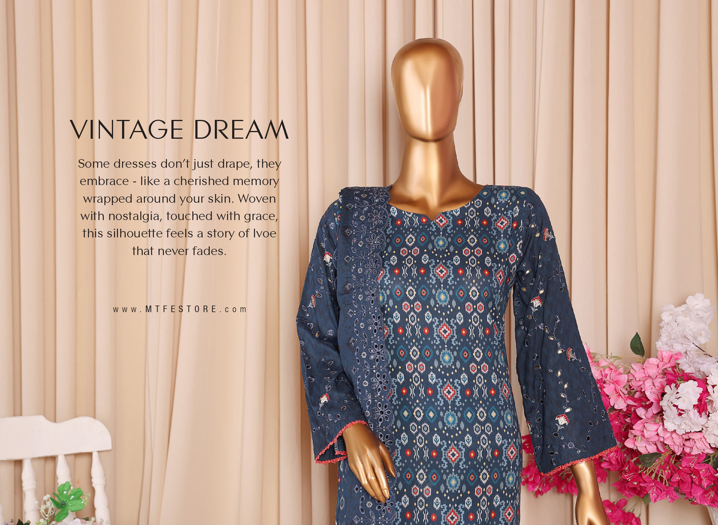 MTF AASHI Lilen Chikankari Embroidered 3 Piece Collection 2025