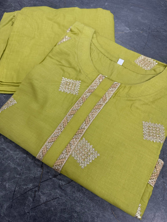 Dyed Zari Embroidery Cords Lawn - Cotton Stitched 2P