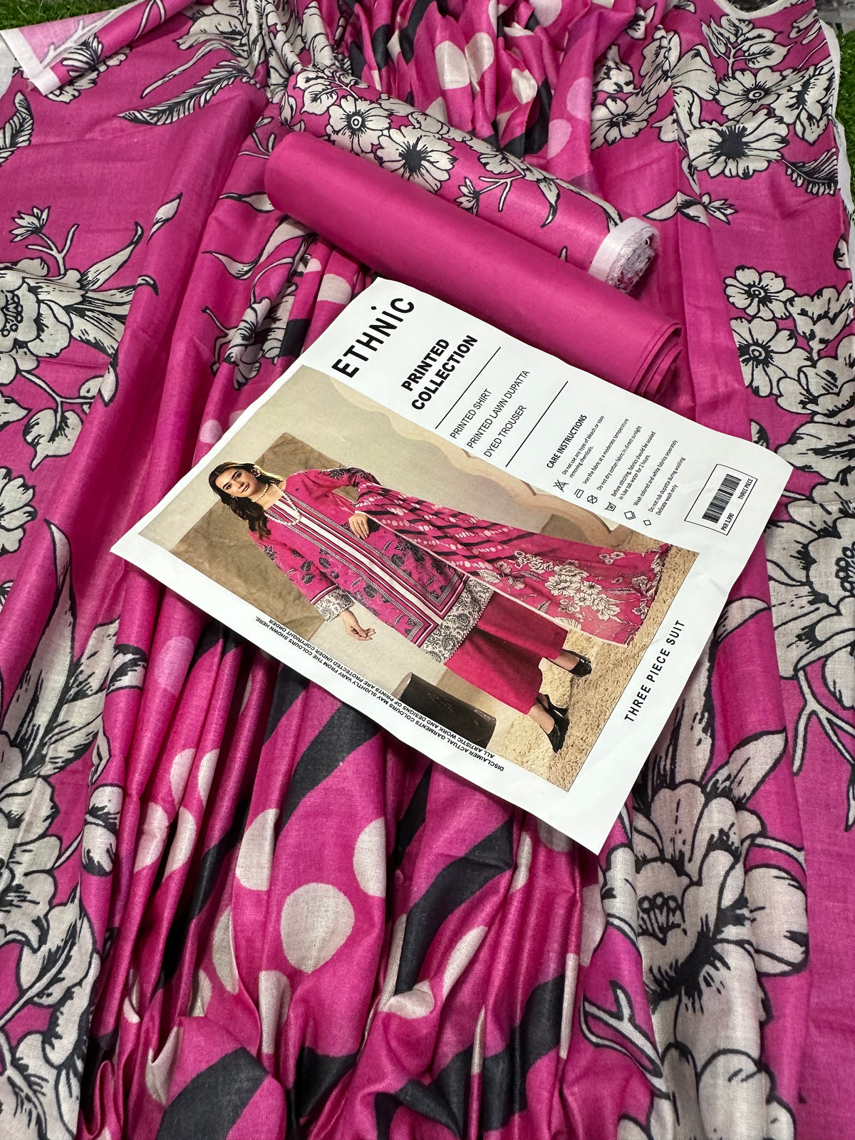 Ethnic Dark Pink Printed 3Pcs