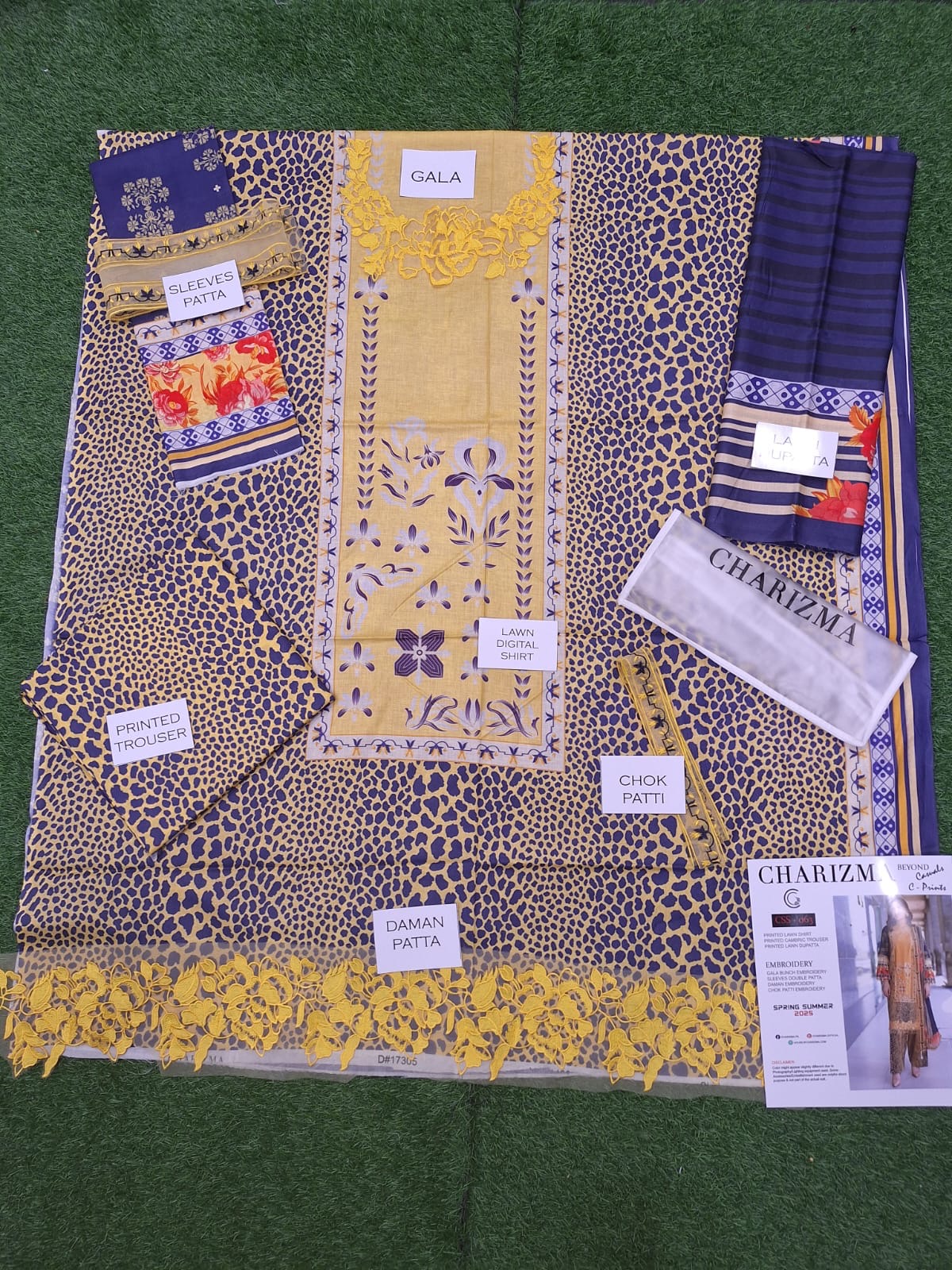 Charizma Embroidered Patches Lawn Unstitched 3 Piece With Printed Trouser πβ¨π