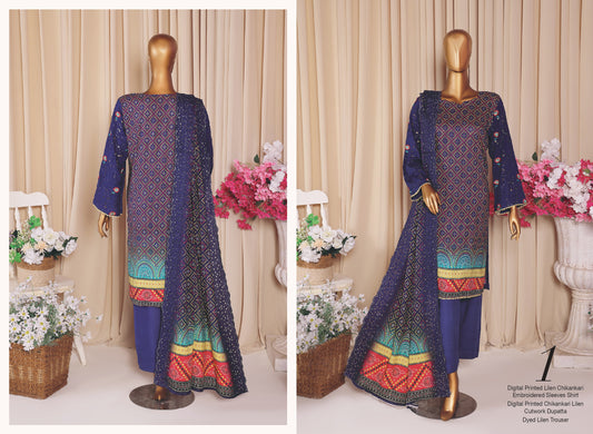 MTF AASHI Lilen Chikankari Embroidered 3 Piece Collection 2025