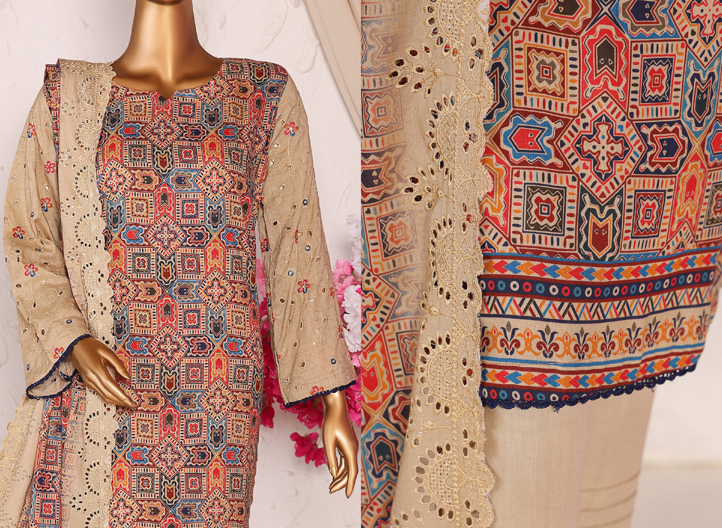 MTF AASHI Lilen Chikankari Embroidered 3 Piece Collection 2025