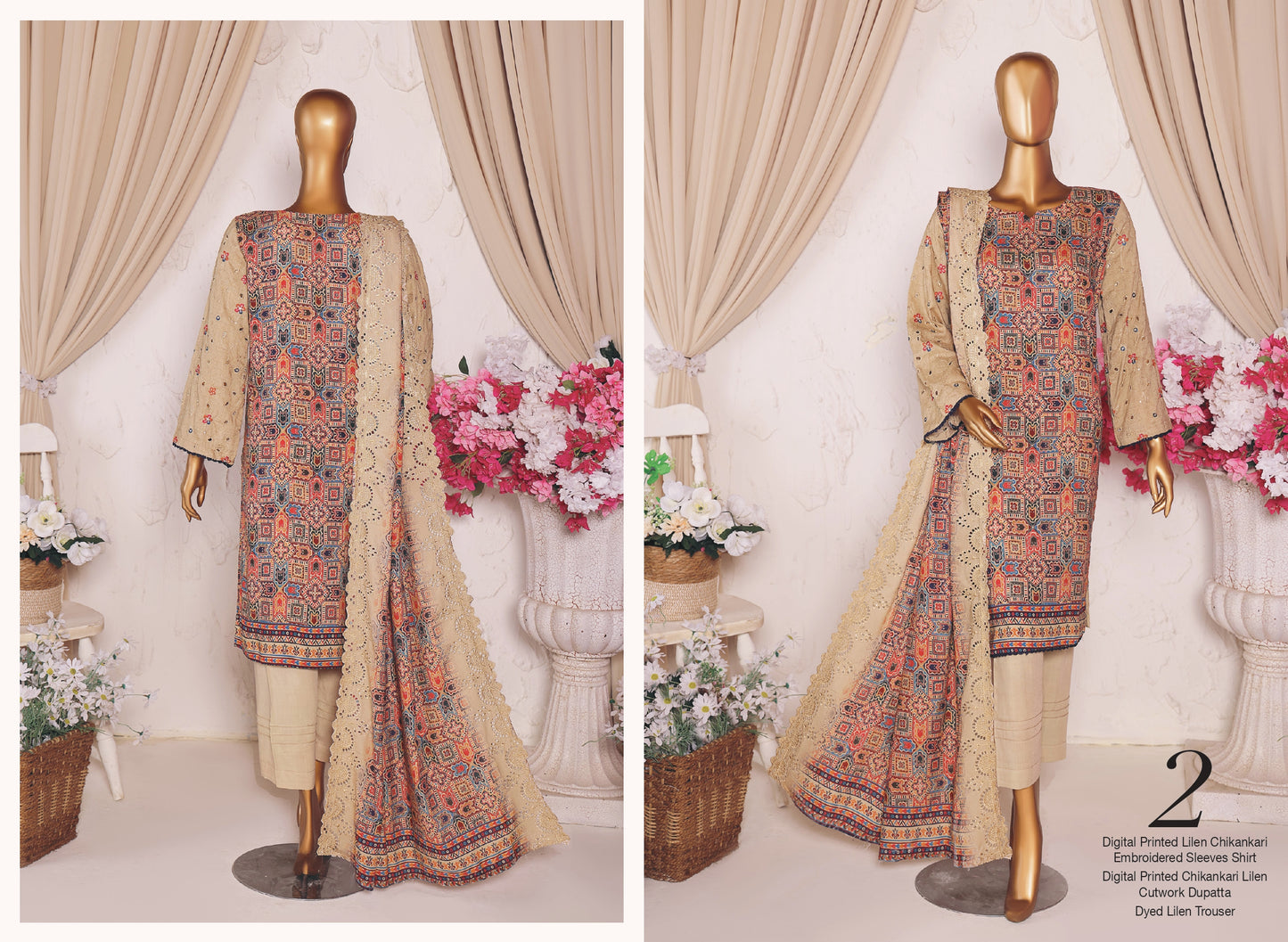 MTF AASHI Lilen Chikankari Embroidered 3 Piece Collection 2025