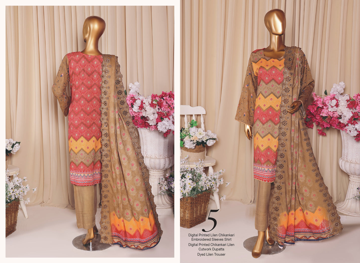 MTF AASHI Lilen Chikankari Embroidered 3 Piece Collection 2025