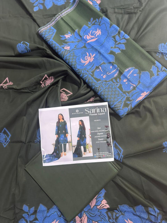 ✨ SARINA Unstitched Jacquard 3-Piece Collection ✨ Green Blue