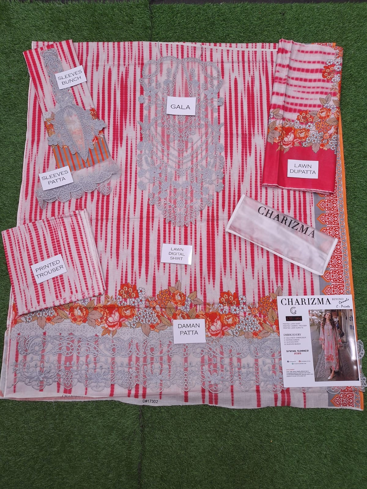 Charizma Embroidered Patches Lawn Unstitched 3 Piece With Printed Trouser πβ¨π
