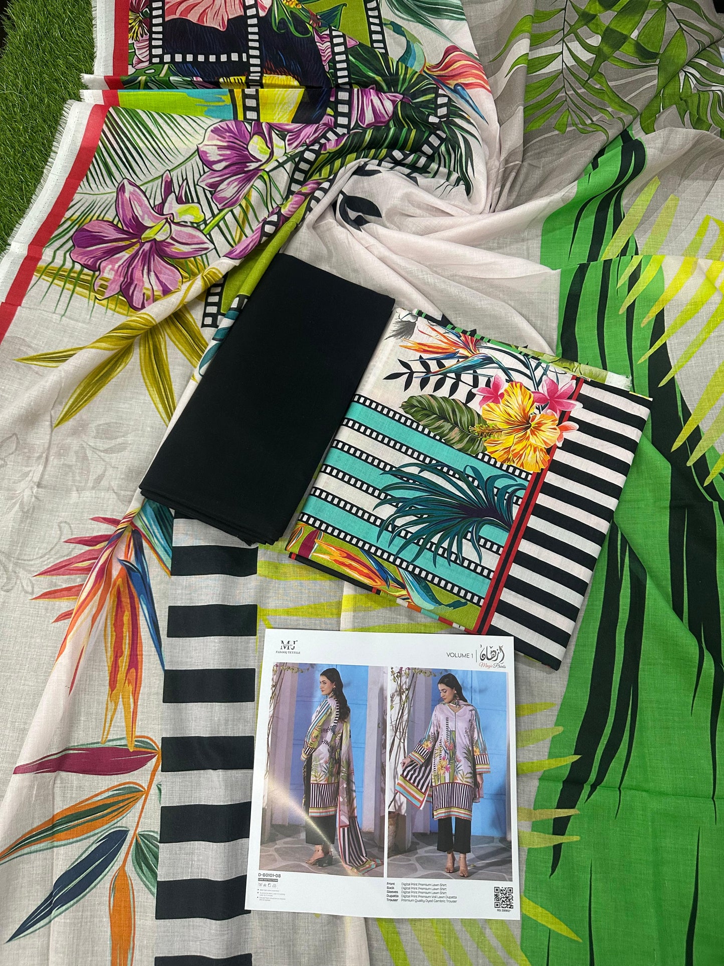 β¨ Izhan Magic Prints by MJ β¨ Lawn Unstitched Lawn 100% Original Lawn 3 Pieces β€οΈπ₯