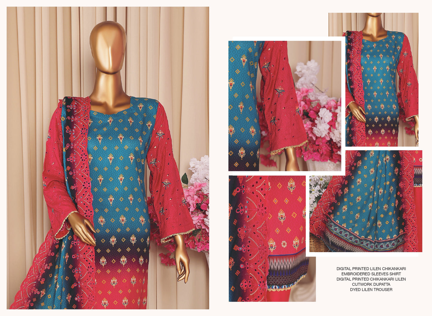 MTF AASHI Lilen Chikankari Embroidered 3 Piece Collection 2025