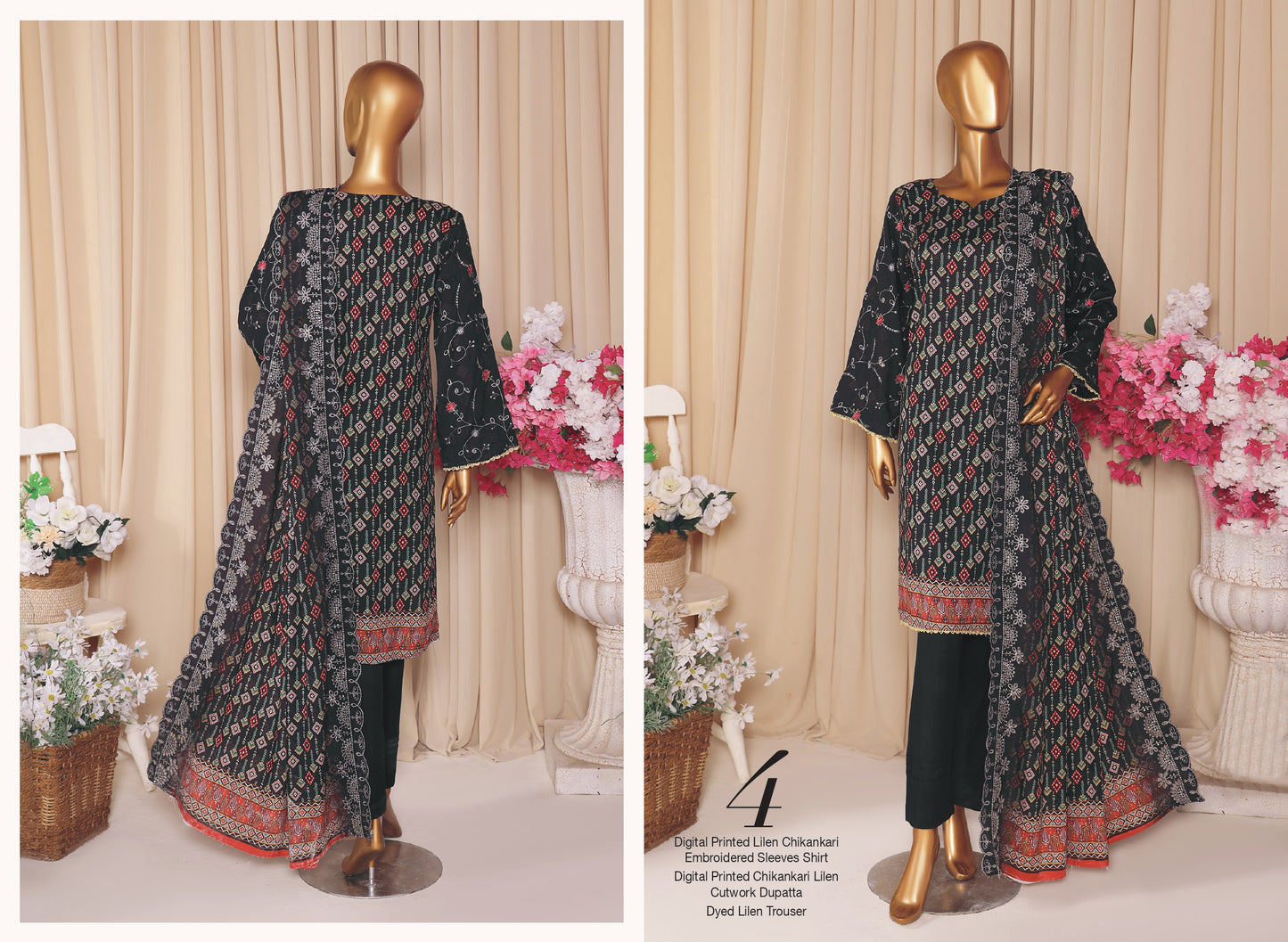 MTF AASHI Lilen Chikankari Embroidered 3 Piece Collection 2025