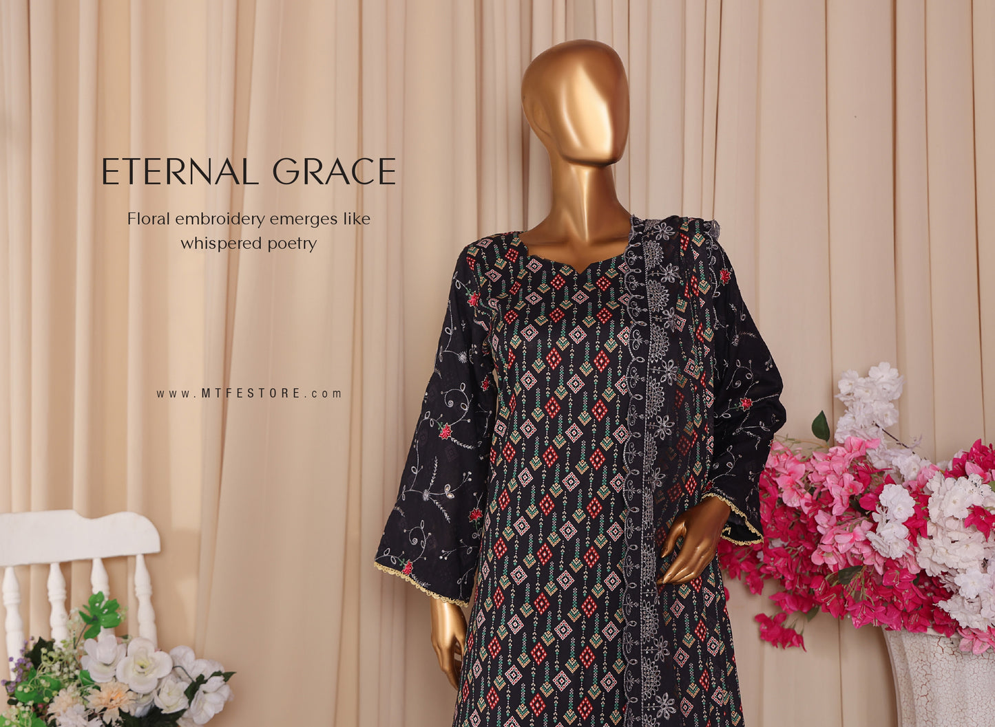 MTF AASHI Lilen Chikankari Embroidered 3 Piece Collection 2025