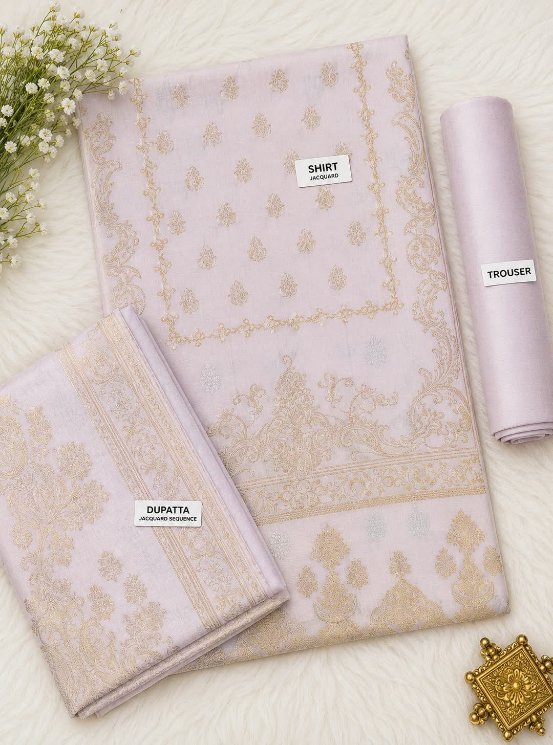 Zaman Pink Gold Jacquard 3Pcs