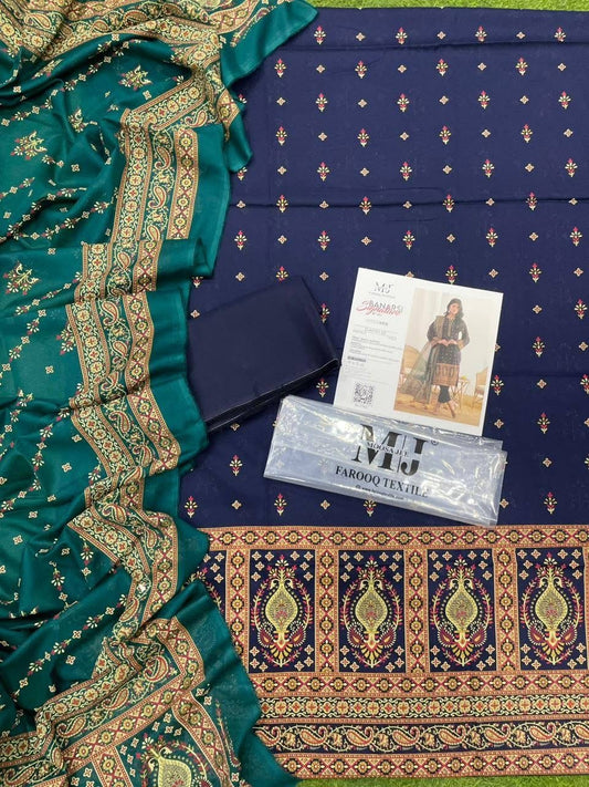 ✨ Gold Paste Printed by MJ ✨ Lawn Unstitched Lawn 100% Original Lawn 3 Pieces ❤️🔥