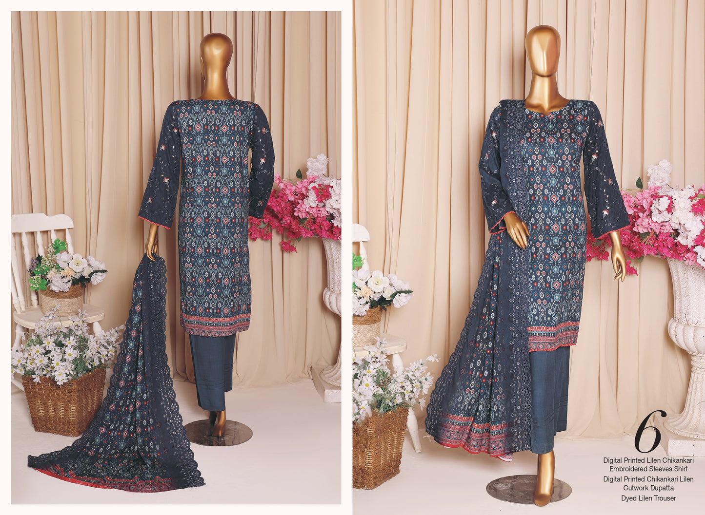 MTF AASHI Lilen Chikankari Embroidered 3 Piece Collection 2025