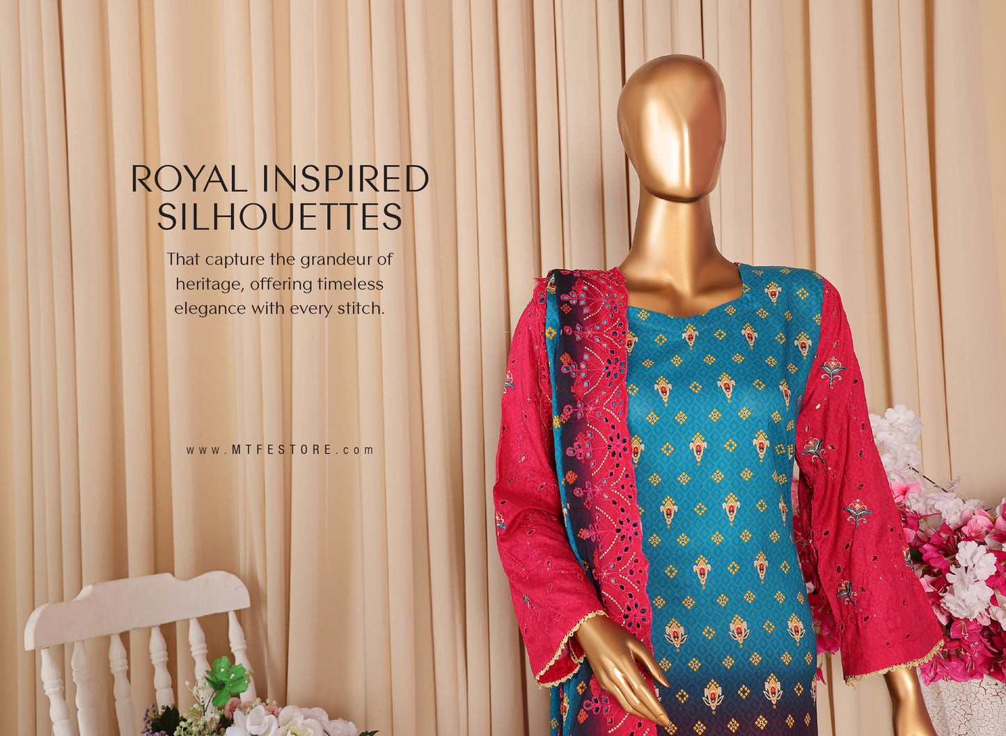 MTF AASHI Lilen Chikankari Embroidered 3 Piece Collection 2025