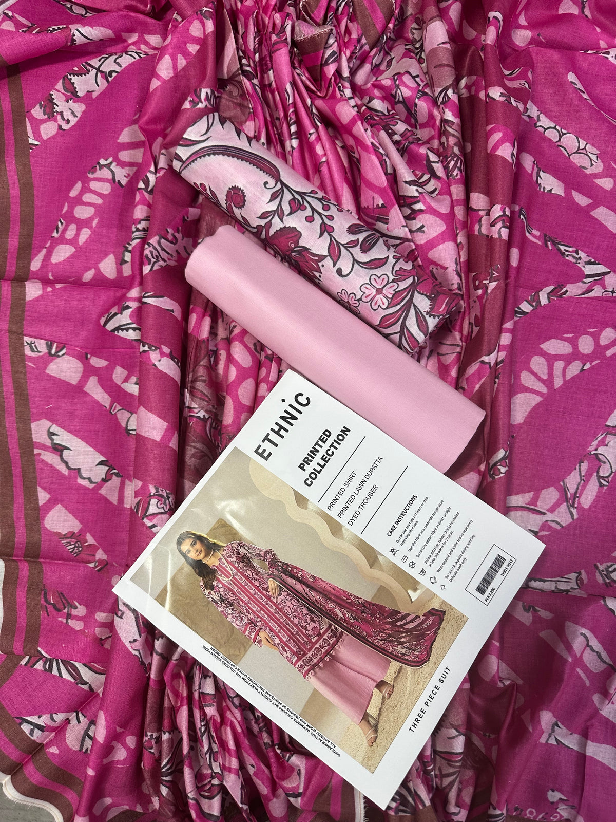 Ethnic Light Pink Printed 3Pcs