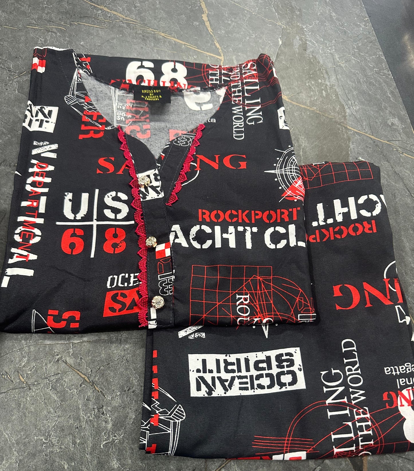 Stitched 2 Pieces Polo Allover Cords Set