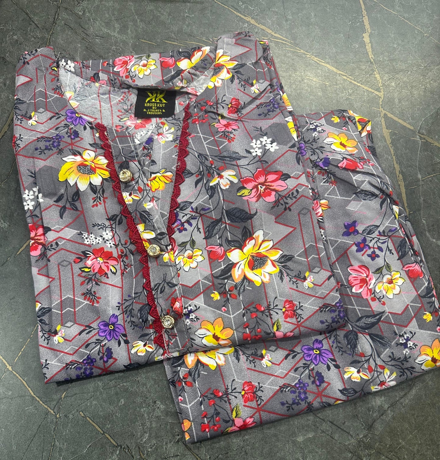 Stitched 2 Pieces Polo Allover Cords Set