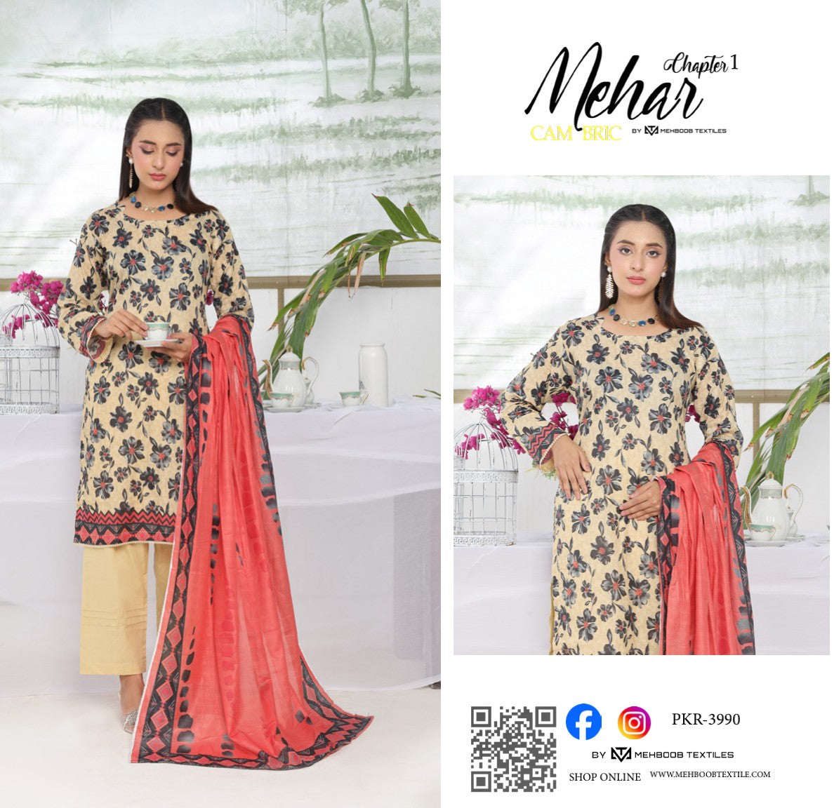 MEHAR Lawn 3P by Mehoob Textile