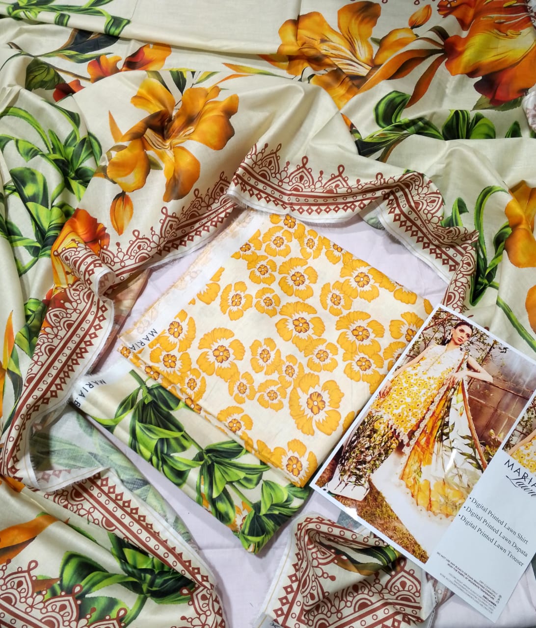 Maria.B Lawn Unstitched 3 Pieces in Wholesale Price 🔥🧡