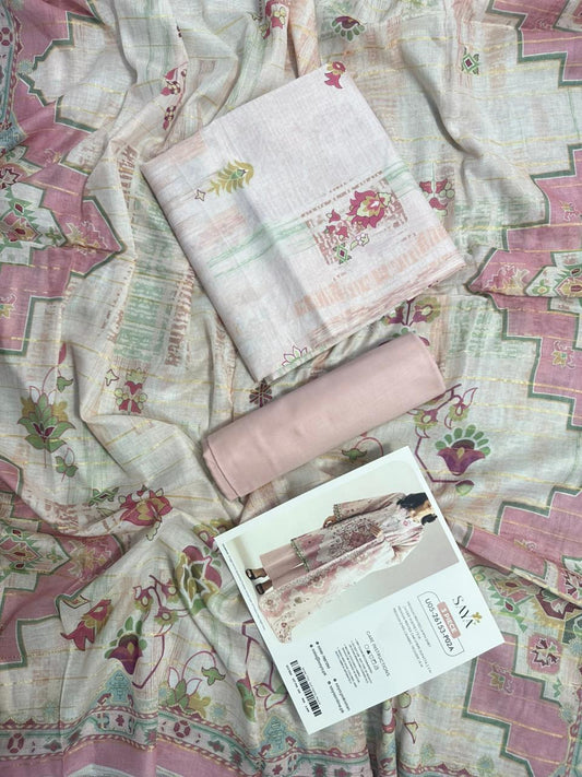 Saya Pastel Peach 3PCs Printed Lawn Unstitched Collection