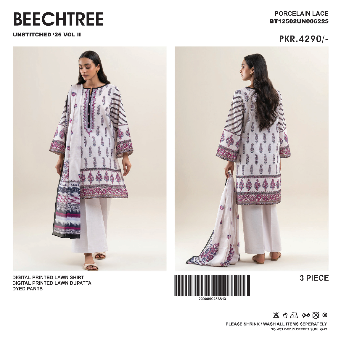 Beechtree Unstitched Lawn 3P β¨π