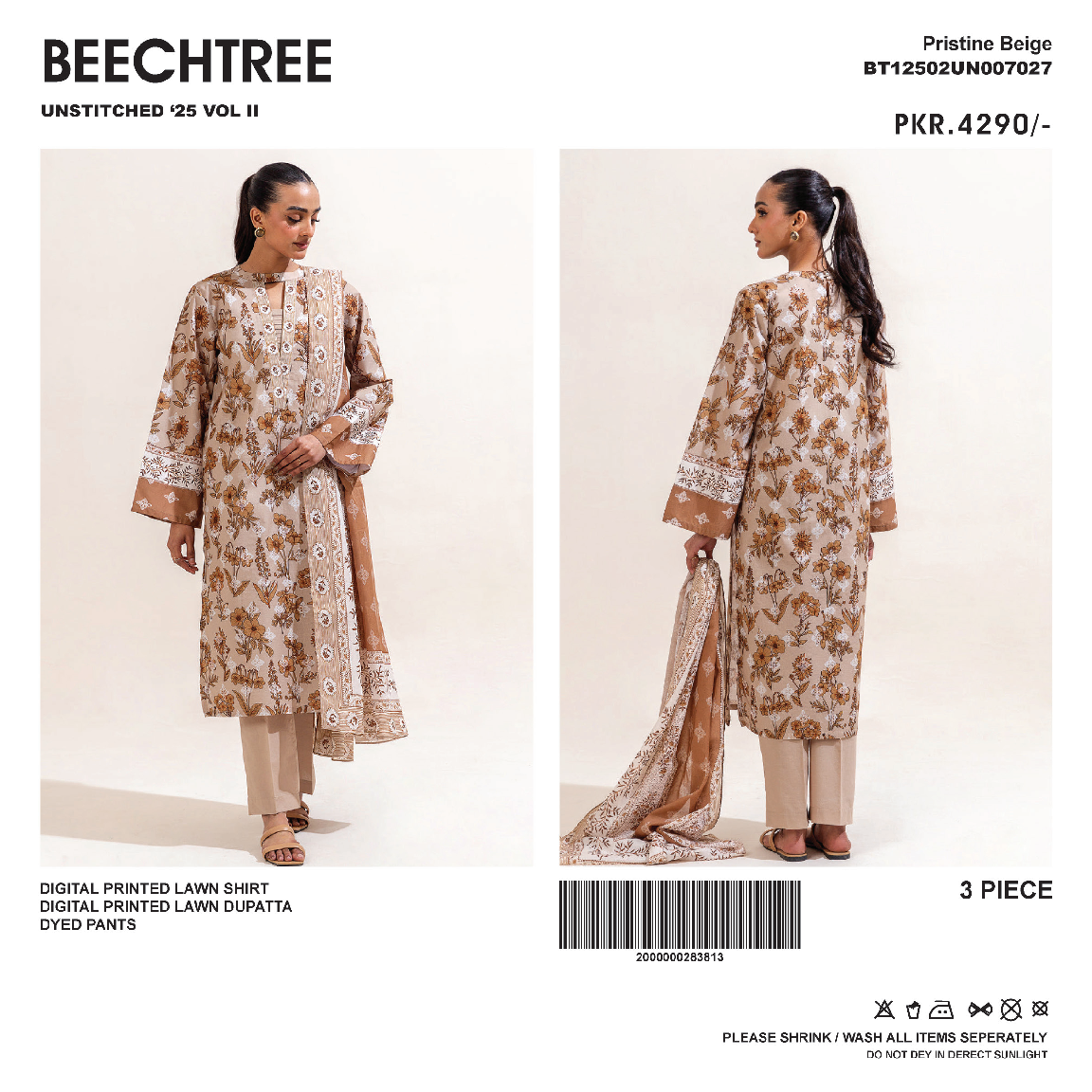Beechtree Unstitched Lawn 3P β¨π