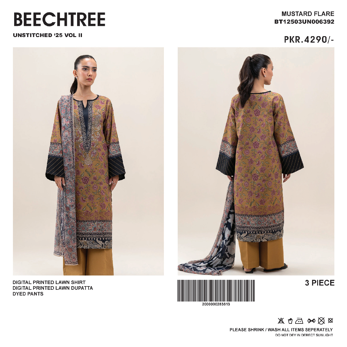 Beechtree Unstitched Lawn 3P β¨π
