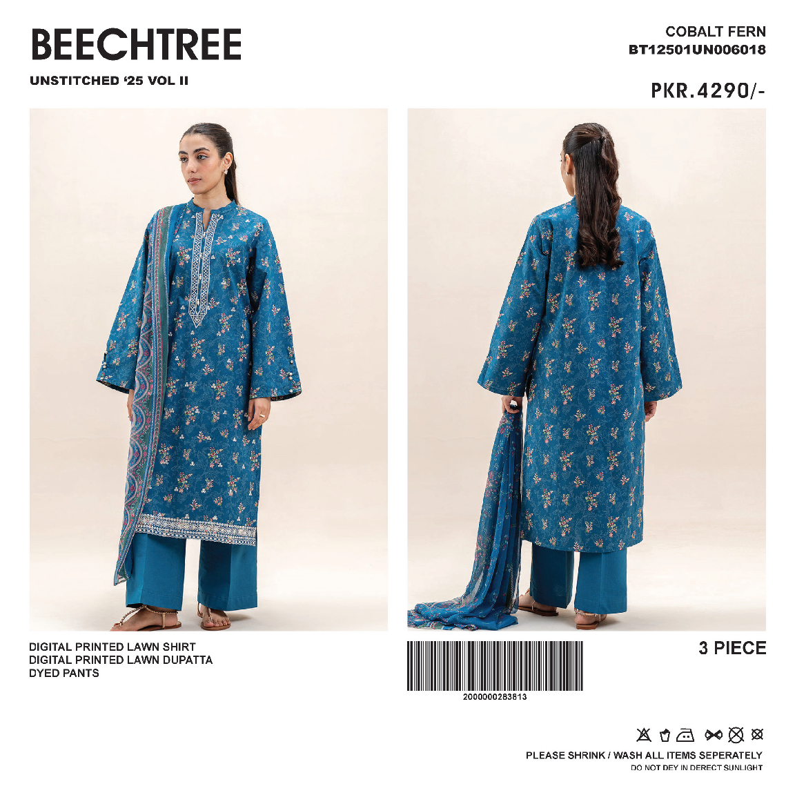 Beechtree Unstitched Lawn 3P β¨π
