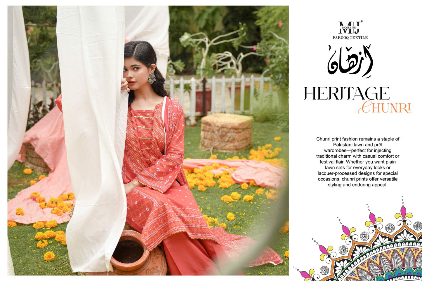 MoosaJee 100% Original Heritage Chunri Unstitched 3Ps๐๐ฅ