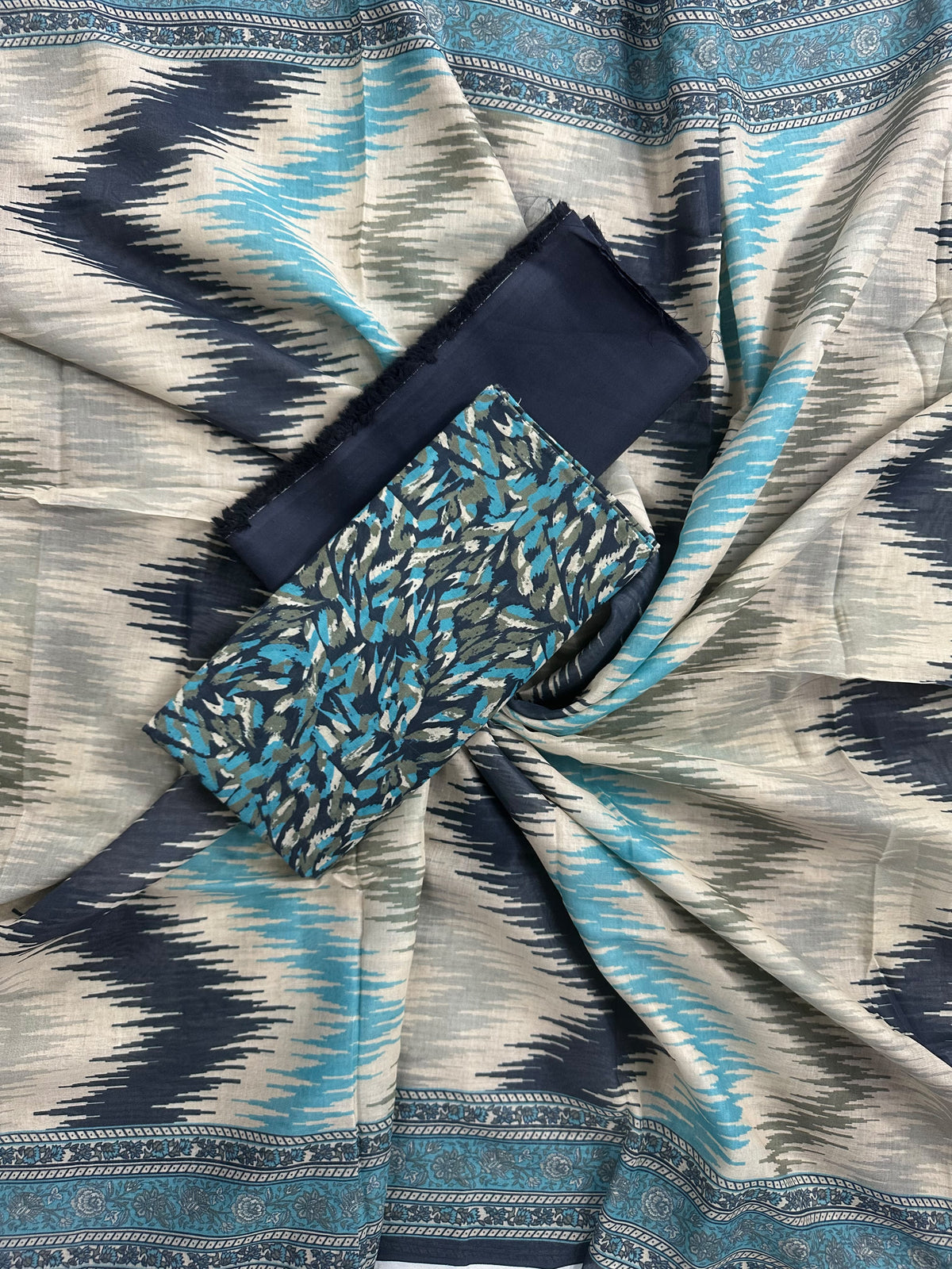 Bin Saeed By Zaman Blue Multi Printed 3Pcs