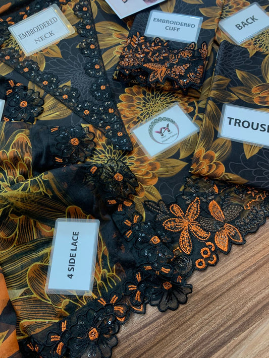 RAMSHA Elegant 3PC Unstitched Lawn Suit Collection