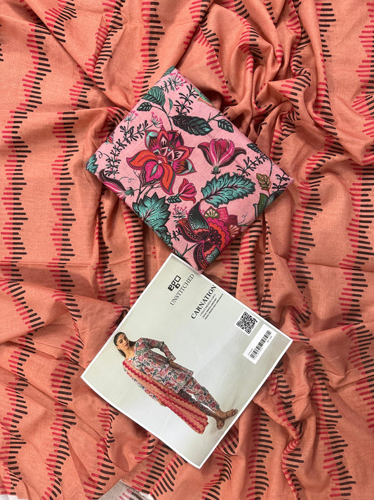 EGO PINK (S+D) UNSTITCHED 2PCS DIGITAL PRINTED LAWN COLLECTION