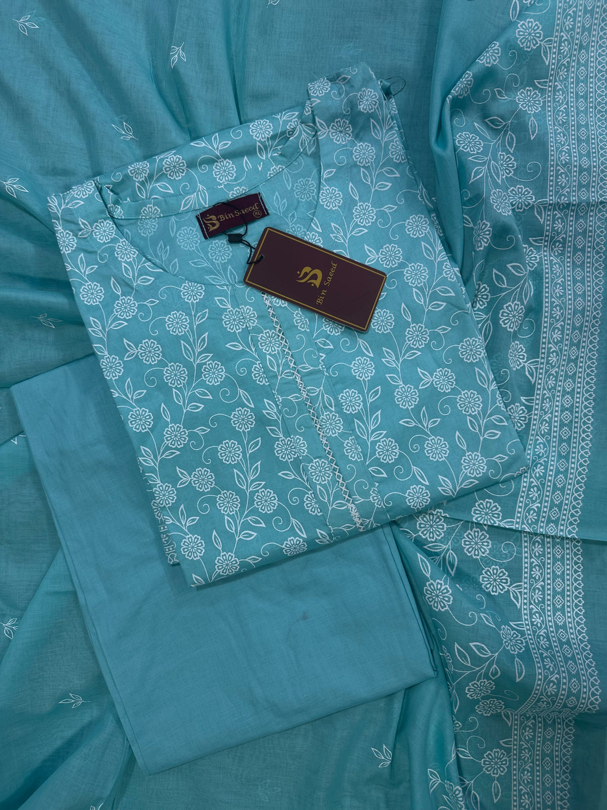 Bin Saeed Sky Blue Stitched 3Pcs
