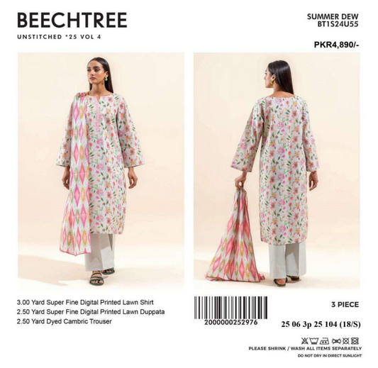 BEECHTREE Lawn Unstitched 3 Pieces ππ₯β¨