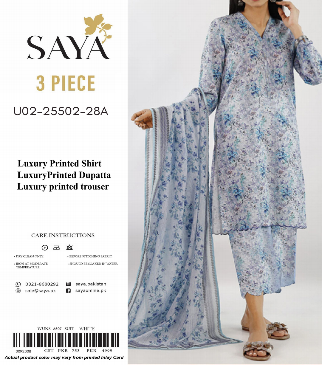 SAYA Lawn Unstitched 3 Pieces in Wholesale Price π₯π§‘