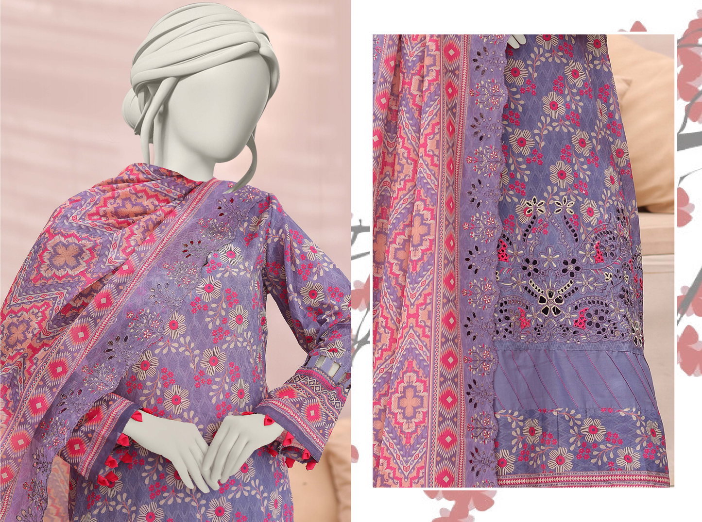 š§”š„ ALMEERAH FLORENCE Embroidery Cutwork Dupatta 3 Pieces š„ā¤ļø