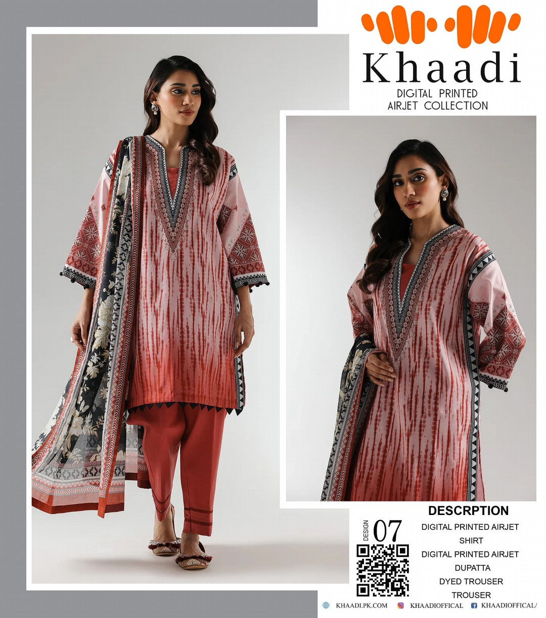 GulAhmed,Khaadi,Zellbury,Ego,Salitex,CrossStitch,Nishat,Firdous,Baroque,Maria.B,Alkaram ,SanaSafinaz Printed Unstitched 3P in 1299π΅π°π
