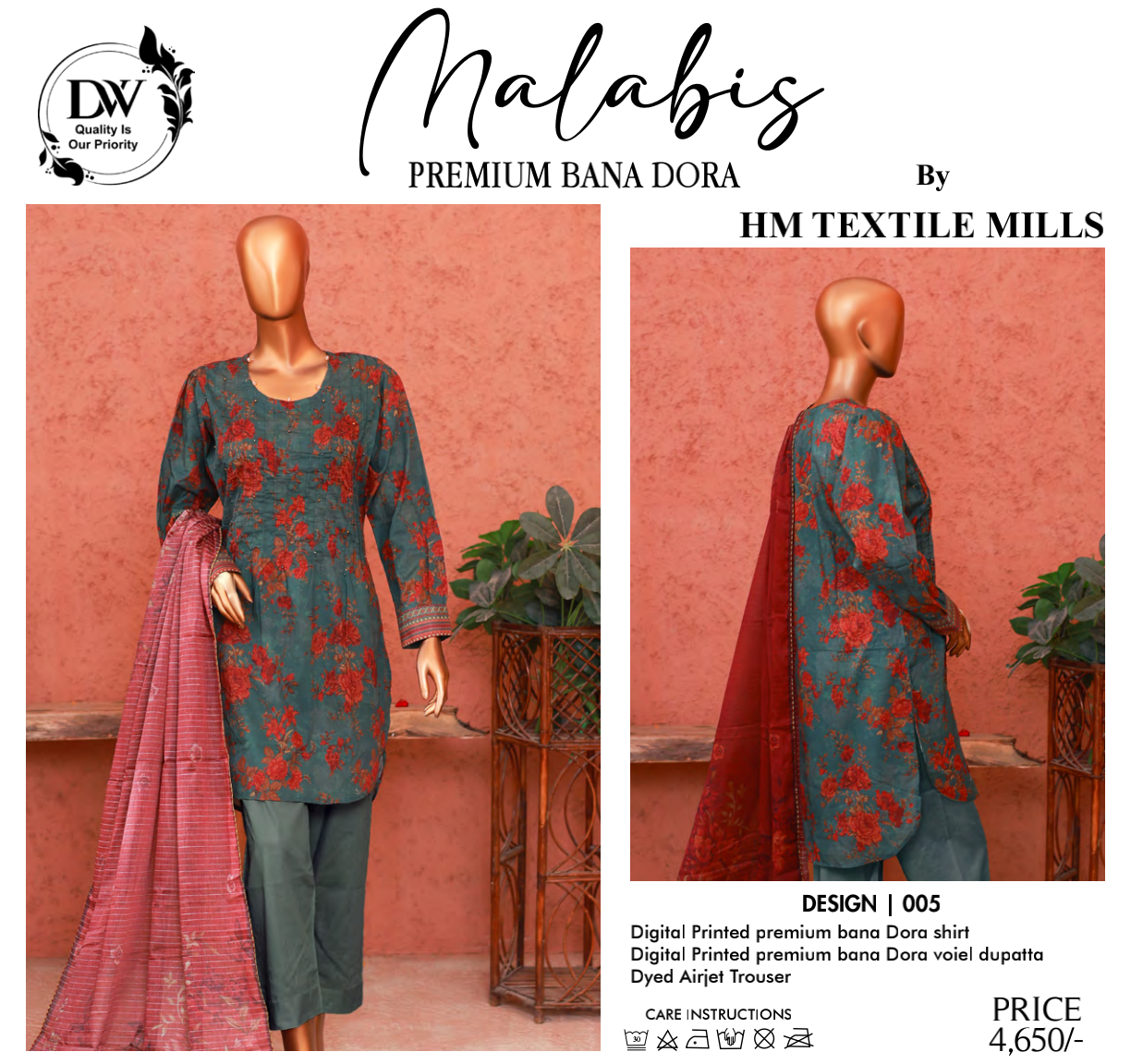 Malabis Doria Lawn Unstitched 3 Pieces 🔥❤️