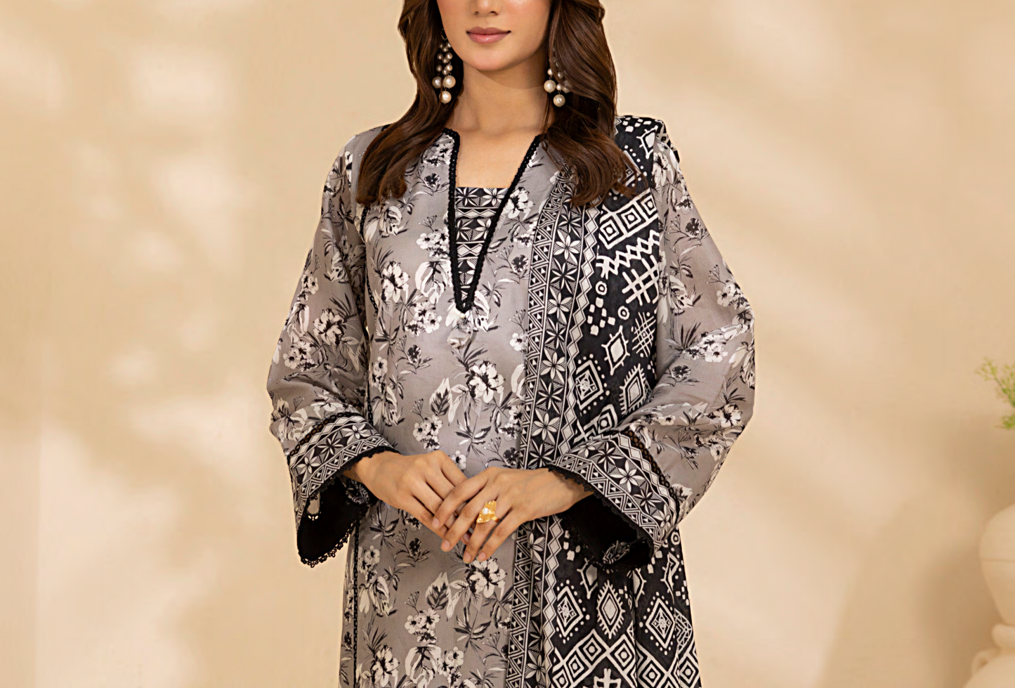 Salitex 100% Original Lawn ❤️ MONOCHROME B&W by SANA& SARA