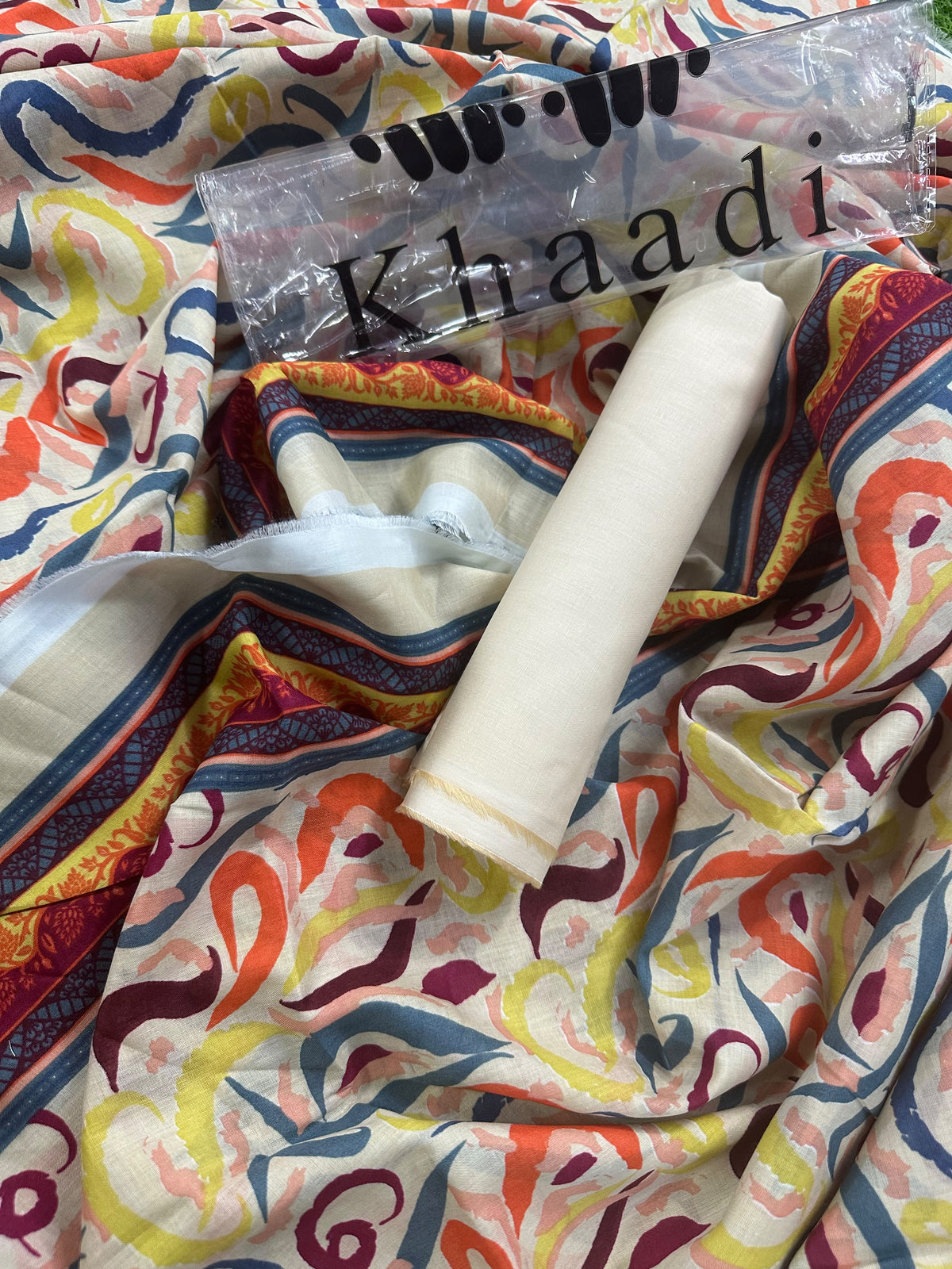 Khaadi Beige Multi Printed 2Pcs