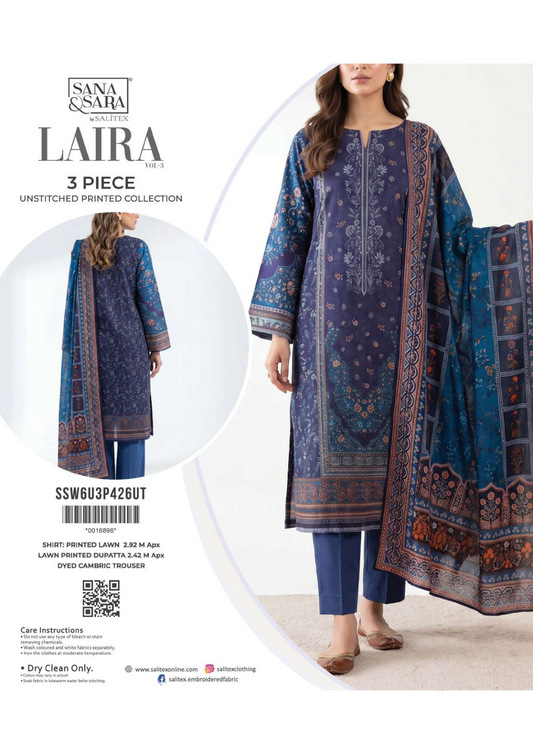 Eshaal Premium 3PC Lawn Collection Design No# SSW6U3P426UT