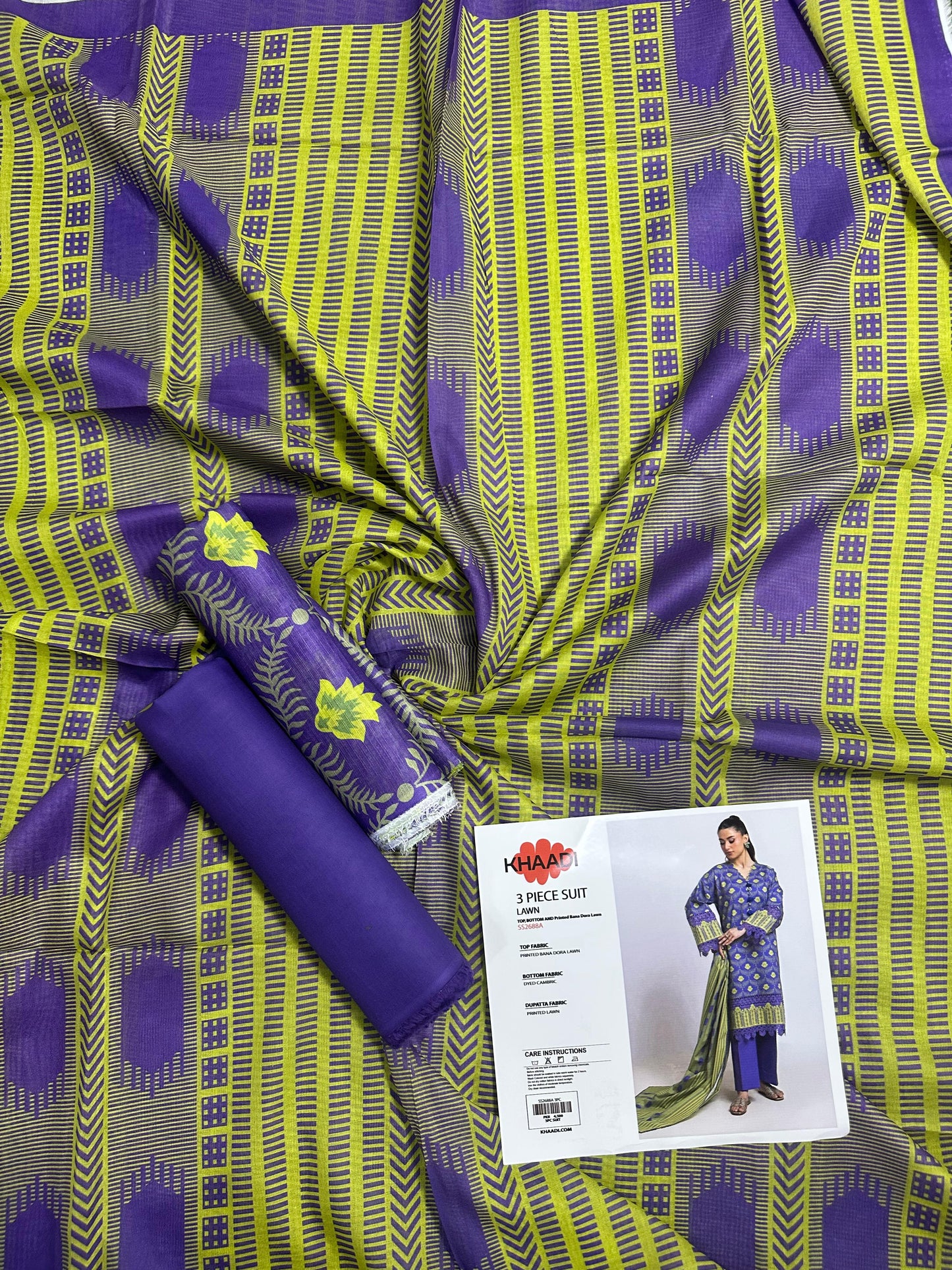 Khaadi Mosaic Veil - 3 PCs Printed Bana Dora Lawn Unstitched Collection