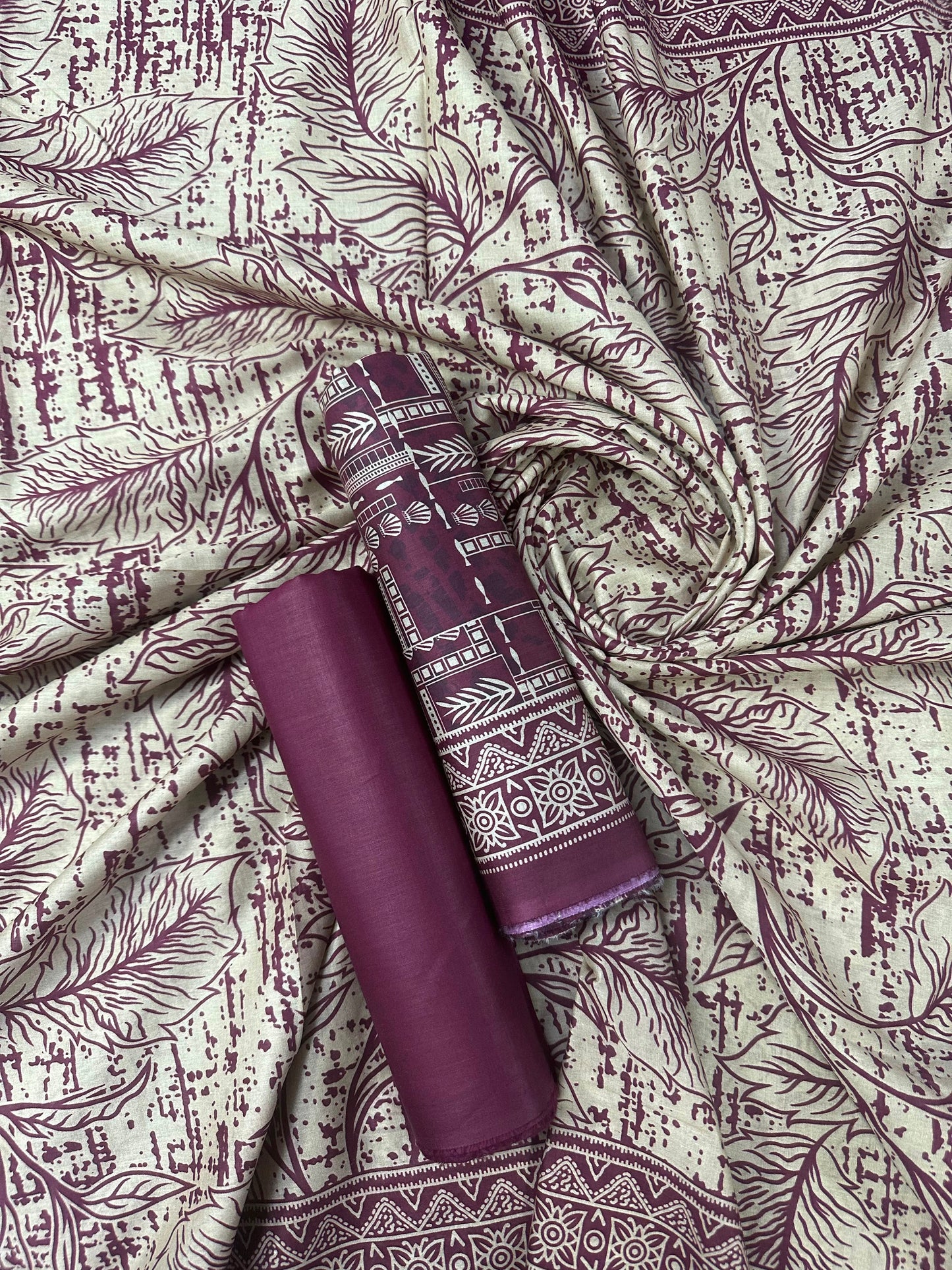Bin Saeed Vol. 2 Maroon Printed 3Pcs