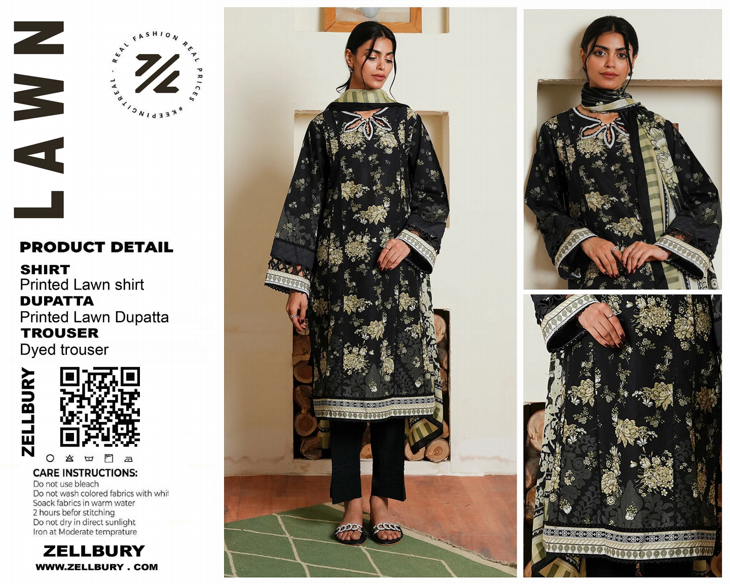 Zellbury Unstitched Lawn 3 Pieces in Wholesale Price π₯β€οΈ