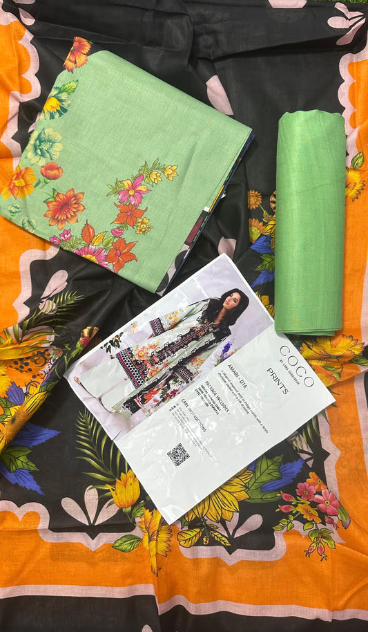 COCO Pistachio 3 Piece Printed Lawn