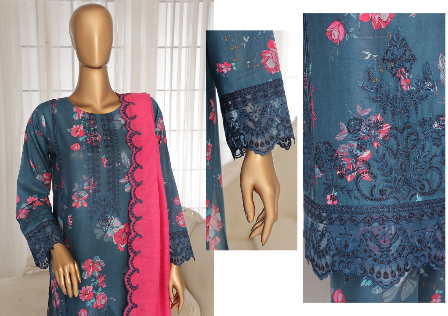 Aifa Daisy ChikanKari Unstitched 3 PIECE πβ